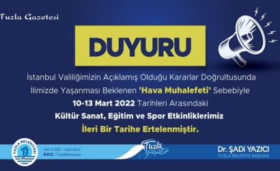 Tuzla Belediyesinden Duyuru 09 mart 2022